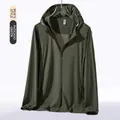 Men's avocado green ice silk sun protection jacket with hood and UPF tech fabric - 3XL / Men-Avocado Green