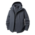 Men's 3-in-1 outdoor jacket with dark grey waterproof shell and fleece lining - S / Tops / Men's Dark Gray