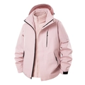 Women's 3-in-1 waterproof pink hiking jacket with detachable fleece lining and hood - S / Tops / Women's Pink