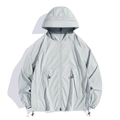 Lichtgrijze outdoor sportjas met capuchon, ventilatiegaten en verstelbaar trekkoord - L / Zilverijs