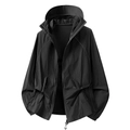Lightweight black hooded sun protection jacket with drawstring and quick-dry fabric - L / Dark Black