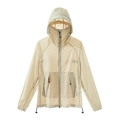 Lichtgewicht beige zonwerend jack met capuchon voor dames van ademende stof - L / Beige