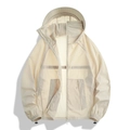 Lichtgewicht beige UV-beschermend shirt met geïntegreerde capuchon en masker - L / Beige