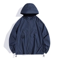 Veste pare-soleil bleu foncé à capuche avec aérations laser et cordon de serrage - XL / Bleu marine