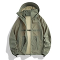 Veste pare-soleil légère vert olive avec capuche, ourlet ajustable et grandes poches - L / Vert Militaire