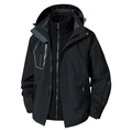 Wasserdichte 3-in-1 Herrenjacke in Schwarz mit Fleece-Innenfutter und Kapuze - M / Herren Mitternachtsschwarz