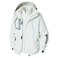 Weiße 3-in-1 Wanderjacke wasserdicht mit Fleece-Innenfutter und Outdoor-Logo-Druck - M / Herren Elfenbeinweiß
