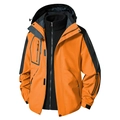 Men's 3-in-1 outdoor hiking jacket with orange and black waterproof shell and fleece liner - M (50-57.5kg) / Tops / Men's Orange