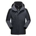 Giacca outdoor impermeabile 3-in-1 da uomo grigio e nero con interno in caldo pile - M / Uomo Grigio