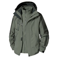 Olivgrüne 3-in-1 wasserdichte Wanderjacke mit warmem Fleece-Innenfutter für Herren - Herren Armeegrün / 5xl [195-225 Lbs]