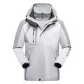 Light gray 3-in-1 waterproof jacket with white panels and gray fleece inner layer - L / Men's Silver Gray