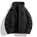 Veste 3-en-1 imperméable avec capuche et poches zippées fonctionnelles en noir profond - M / Hommes Noir