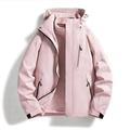 Rosa 3-in-1 wasserdichte Kapuzenjacke mit herausnehmbarem Fleece für Wandern - S / Damen Rosa