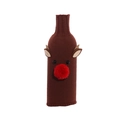 Detail of reindeer knitted wine bottle cover with 3D red plush nose for Christmas - Reindeer
