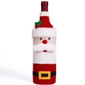 Housse de bouteille de vin tricotée Père Noël avec bonnet rouge et barbe blanche - Père Noël