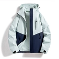 Drei-in-Eins wasserdichte mintgrüne Outdoor-Jacke mit herausnehmbarem Fleece-Futter - S / Herren Kieselgrau/Tiefblau