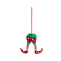 Weihnachts-Elf-Beine Aufhänger mit roten Punkten und grün gestreiften Stoffbeinen für Baum - Lustiger Elfen-Halbkörper-Anhänger (ML-O851)