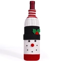 Housse de bouteille de vin bonhomme de neige tricotée avec nez rouge et houx - Bonhomme de neige