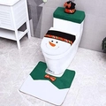 Christmas snowman bathroom set with toilet seat cover, tank lid and non-slip floor rug - Snowman Style / Green