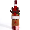 Cache-bouteille de vin renne en tricot avec nez 3D et bois pour décoration de Noël - Élan