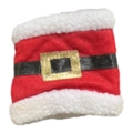 Kerststijl tissuebox hoes in rood met witte fleece rand en een gouden gesp detail - Goudstempel Stijl