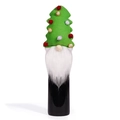 Christmas tree wine bottle cover with green felt hat and long white faux fur beard - Christmas Tree
