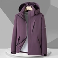 Deep purple hooded outdoor windbreaker with water-resistant fabric and zipper pockets - 3XL / Women-Deep Purple