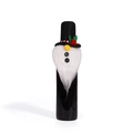 Funda para botella de vino de gnomo navideño con sombrero negro y barba blanca - Muñeca Sin Cara con Sombrero Cuadrado