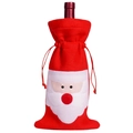 Bolsa de fieltro roja para botella de vino con diseño de Papá Noel y cordón ajustable - Papá Noel