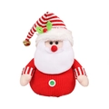 Knitted Santa Claus doll with striped hat, white beard, and holly berry decoration - Santa Claus