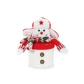 Christmas snowman knitted gift box with red star hat and green button details - Snowman