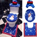 Blue Christmas toilet cover set with snowman pattern, including rug and tank cover - Snowman Style / Blue