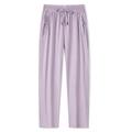 Pantalon de sport extensible lilas avec cordon de serrage et poches zippées - L / Bottoms / Femmes Violet Droit