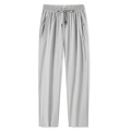 Pantalon de sport en soie glacée gris clair pour homme avec cordon et poches zippées - M / Bottoms / Femme Gris Clair - Jambe Droite