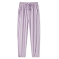 Pantalon de jogging en soie glacée pour hommes violet clair avec taille élastique - M / Femmes Violet Jogging