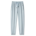 Pantalon de jogging en soie glacée bleu clair pour homme avec cordon et poches zippées - M / Bottoms / Bleu lune (Jogging)