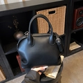 Matte black shell tote bag with silver hardware and adjustable crossbody strap - Smooth Black