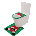 Christmas Santa toilet seat cover and floor mat set in festive red and green colors - Lid Cover And Mat