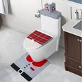 Ensemble 3 pièces de Noël pour toilettes avec gnome à carreaux rouges et fausse fourrure - Gris