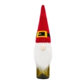 Christmas gnome wine bottle cover with red knit hat and white faux fur beard decor - Belt Design