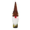 Rudolph reindeer gnome wine bottle cover with brown knit hat and long white beard - Reindeer Style