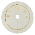 Witte kerstboomrok met gouden pailletten sneeuwvlokken op zachte pluche - 24 inch / Broken Wit