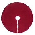 Détail du tapis de sapin de Noël tricoté rouge avec texture plissée et nœuds de lien - Diamètre 122CM / Rouge Foncé