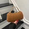 Sac de soirée léopard marron avec poignée en strass et fermoir boule dorée - Marron
