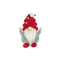 Charming Christmas gnome cutlery holder with red knitted hat and white beard on white background - Heart Style