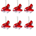 Set of 6 red cartoon airplane Christmas tree hanging ornaments with golden loops - Red Airplane (Model 3)