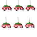Detailed set of six red vintage camper Christmas ornaments with green trees on top - Vintage Camper (Model 2)