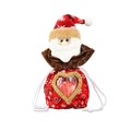 Christmas drawstring gift bag with Santa plush top and heart-shaped clear window for apples - Old Man.
