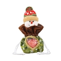Close-up of snowman drawstring gift bag with a heart window showing a red apple inside - Snowman Style (Снеговик)