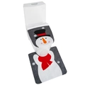 Christmas snowman bathroom set with grey toilet cover and U-shaped non-slip floor mat - Snowman